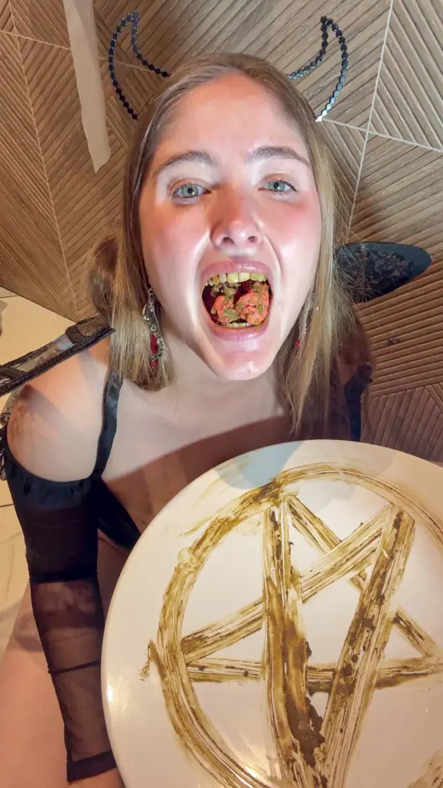 EATING SHITTY HALLOWEEN CANDY IN PUBLIC TOILET